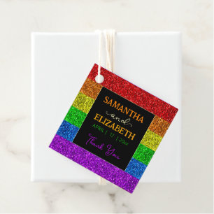 LGBT flag rainbow sparkles wedding Favour Tags