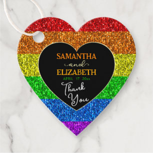 LGBT flag rainbow sparkles wedding Thank you Favour Tags