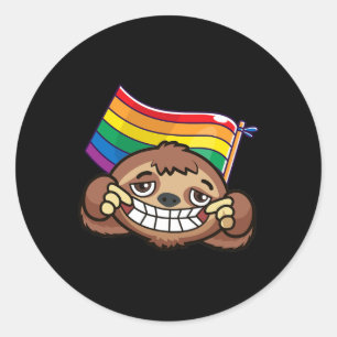 Lgbt Flag T Shirt Sloth Gay Lesbian Resist Men Wom Classic Round Sticker