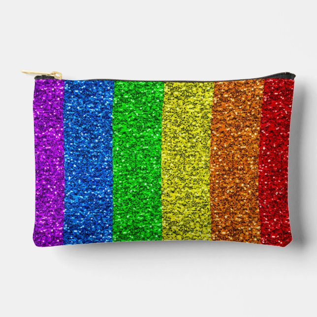 LGBT flag vibrant rainbow glitter sparkles Accessory Pouch (Front)