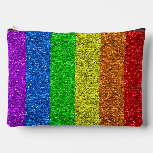 LGBT flag vibrant rainbow glitter sparkles Accessory Pouch