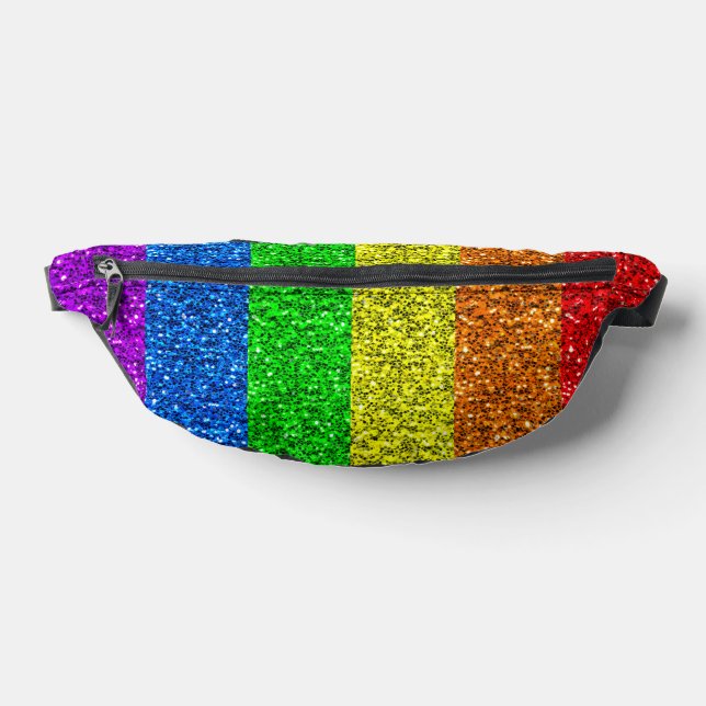 LGBT flag vibrant rainbow glitter sparkles Bum Bags (Lay Down)