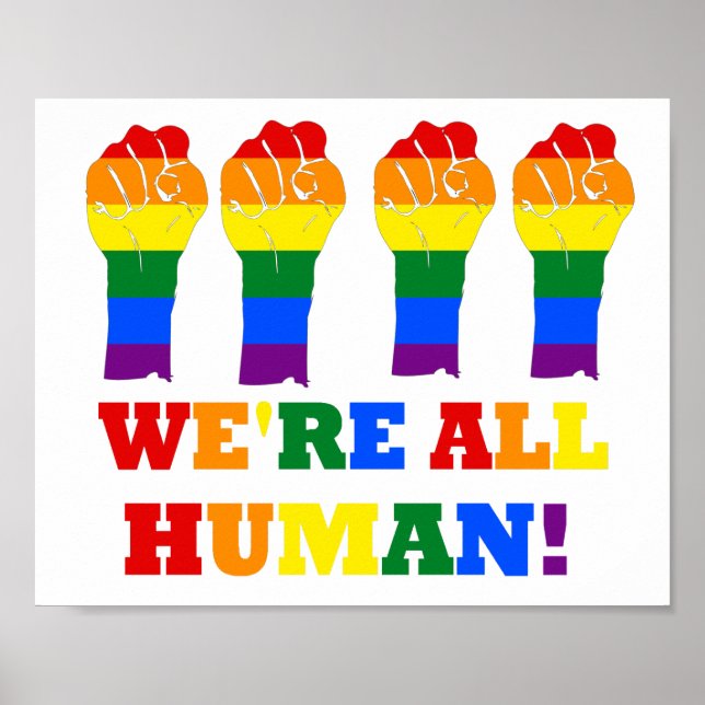 LGBT Flag We're All Human Pride Month Poster (Front)