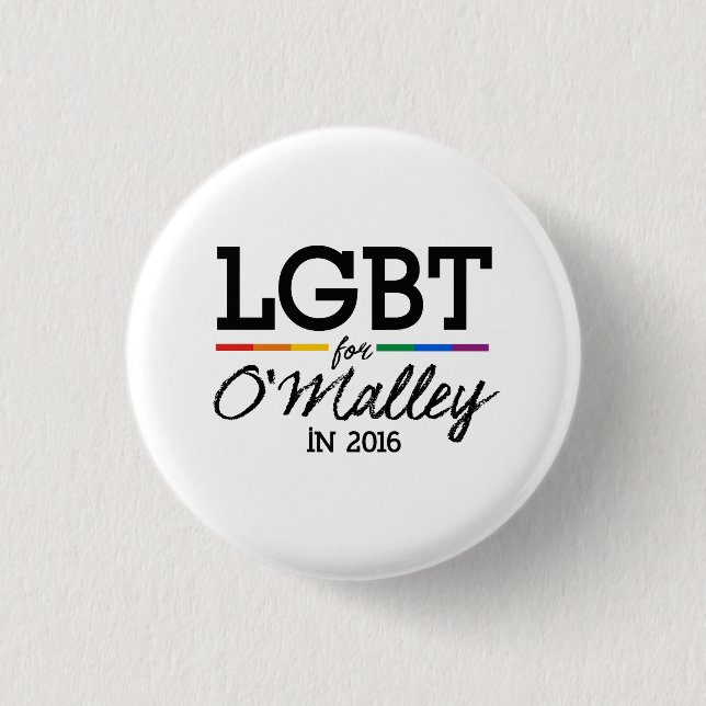 LGBT for O'Malley 2016 3 Cm Round Badge (Front)