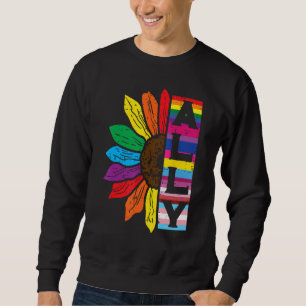 Lgbt Gay Ally Sunflower Rainbow Pride Flag Men Wom Sweatshirt
