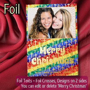 LGBT Gay custom photo rainbow flag cross Christmas