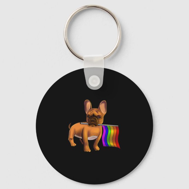 Lgbt Gay French Bulldog Gay Dog Paw Lgbt Pride  Key Ring (Front)