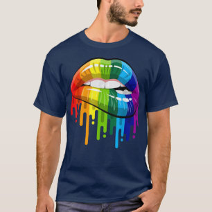 LGBT Gay Homoseual Lesbian Rainbow Lips Pride  T-Shirt