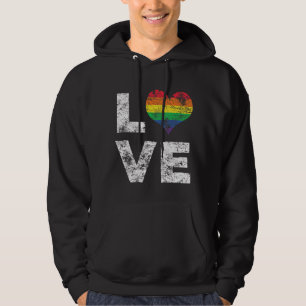 Lgbt Gay Lesbian Pride Flag Vintage Love Heart Pri Hoodie