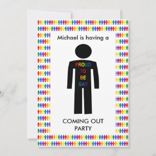 LGBT Gay Man Silhouette and Rainbow Men Coming Out Invitation