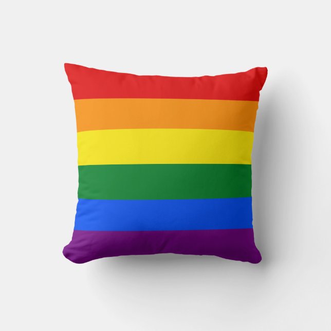 LGBT Gay Pride 6-Stripe Rainbow Flag Cushion (Front)