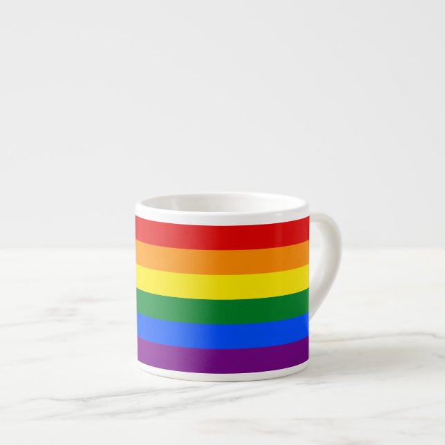 LGBT Gay Pride 6-Stripe Rainbow Flag Espresso Cup (Front Right)