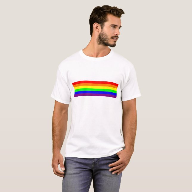 LGBT Gay Pride Basic 6 Colour Rainbow  T-Shirt (Front Full)