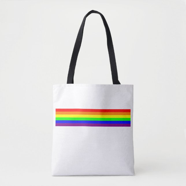 LGBT Gay Pride Basic 6 Colour Rainbow  Tote Bag (Front)