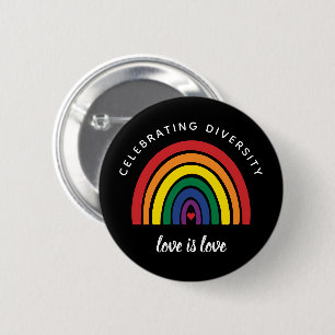 LGBT Gay Pride Celebrating Diversity Love Is Love 6 Cm Round Badge
