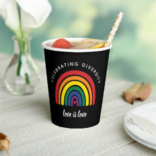 LGBT Gay Pride Celebrating Diversity Love Is Love Paper Cups