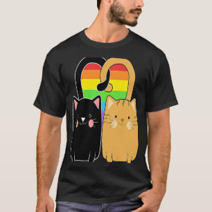LGBT Gay Pride Flag Cat Heart Valentines Day T-Shirt