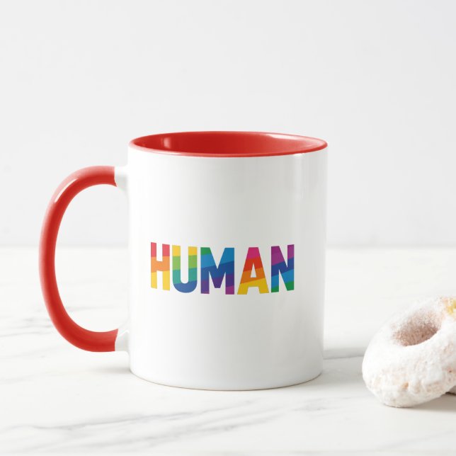 LGBT Gay Pride Human Rainbow Coffee Mug (With Donut)