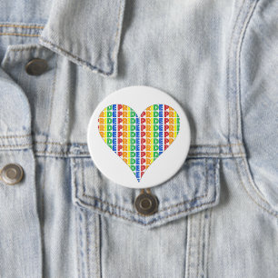 LGBT Gay Pride Month Celebration Rainbow Heart 7.5 Cm Round Badge