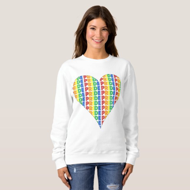 LGBT Gay Pride Month Celebration Rainbow Heart Sweatshirt (Front Full)