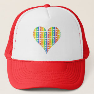 LGBT Gay Pride Month Celebration Rainbow Heart Trucker Hat