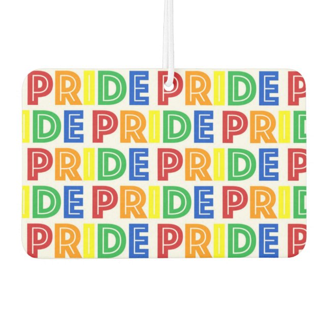 LGBT Gay Pride Month Celebration Rainbow Letters Car Air Freshener (Front)
