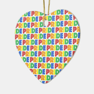 LGBT Gay Pride Month Celebration Rainbow Letters Ceramic Tree Decoration