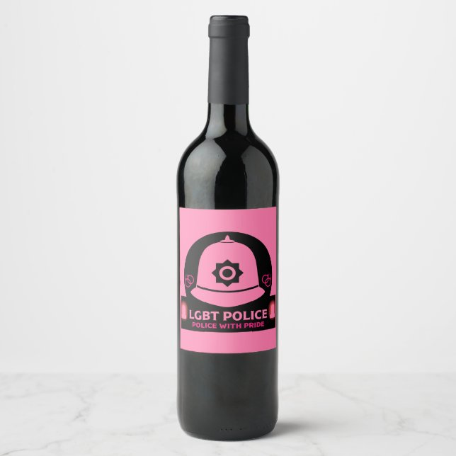  LGBT+ Gay Pride Police Wine Label (Front)