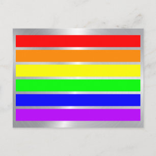 LGBT Gay Pride Rainbow Flag Colours Gleaming Silve Postcard