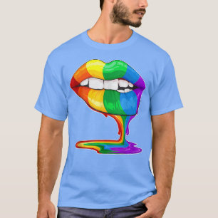 LGBT Gay Pride Rainbow Flag Lesbian Cute Sey Lips  T-Shirt