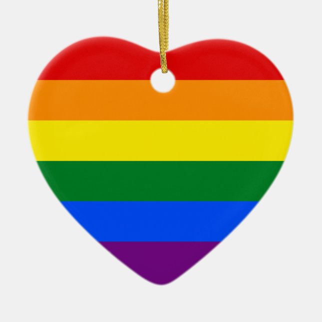LGBT Gay Pride Rainbow Flag Stripe Ceramic Tree Decoration (Front)