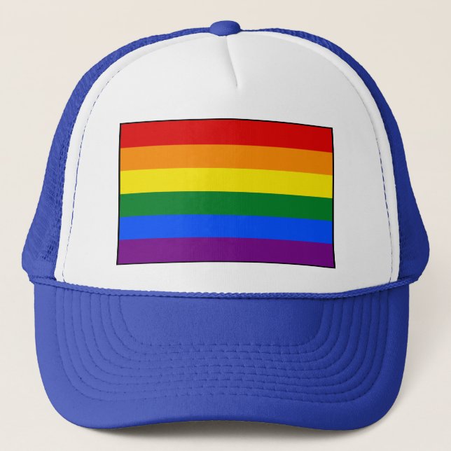LGBT Gay Pride Rainbow Flag Trucker Hat (Front)