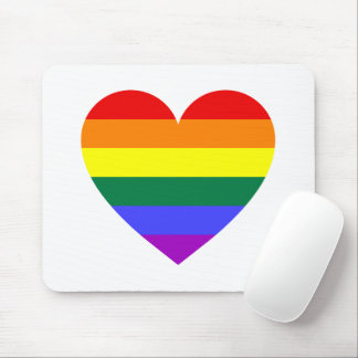 LGBT Gay Pride Rainbow Heart Mouse Pad