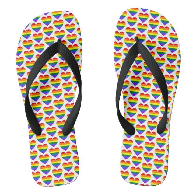 LGBT Gay Pride Rainbow Heart Pattern Jandals (Footbed)
