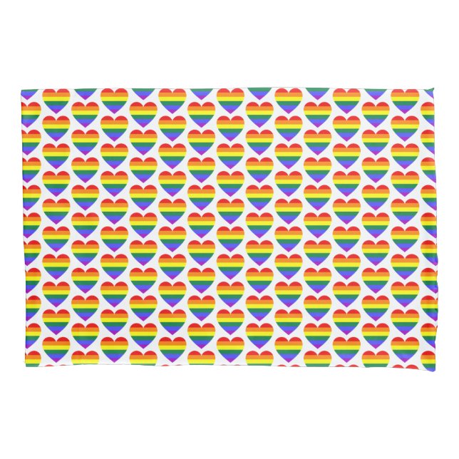LGBT Gay Pride Rainbow Heart Pattern Pillowcase (Front)