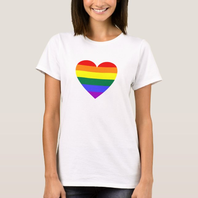 LGBT Gay Pride Rainbow Heart T-Shirt (Front)