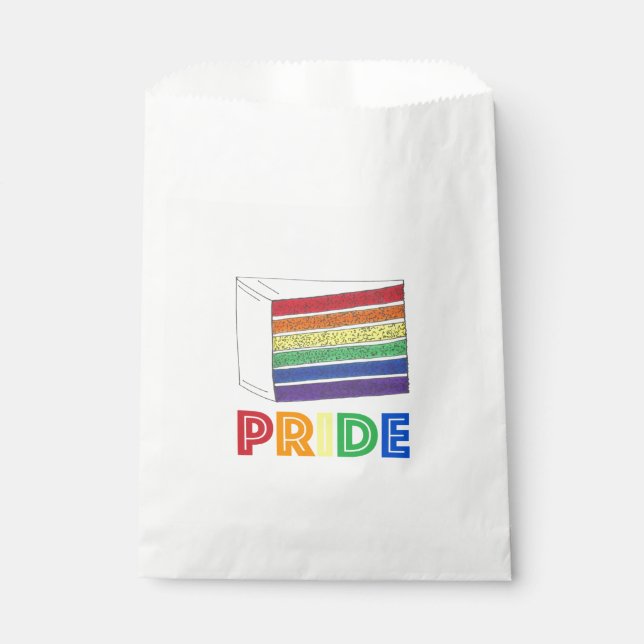 LGBT Gay Pride Rainbow Layer Wedding Cake Slice Favour Bags (Front)