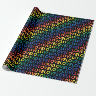 LGBT   Gay Pride   Rainbow Love On Black Wrapping Paper