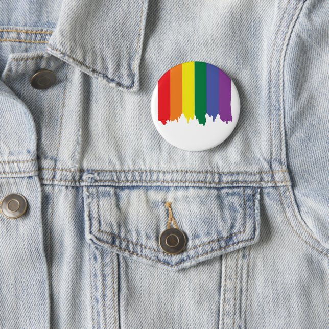 LGBT Gay Pride Rainbow Running Paint 6 Cm Round Badge (In Situ)