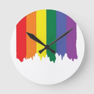 LGBT Gay Pride Rainbow Running Paint Round Clock