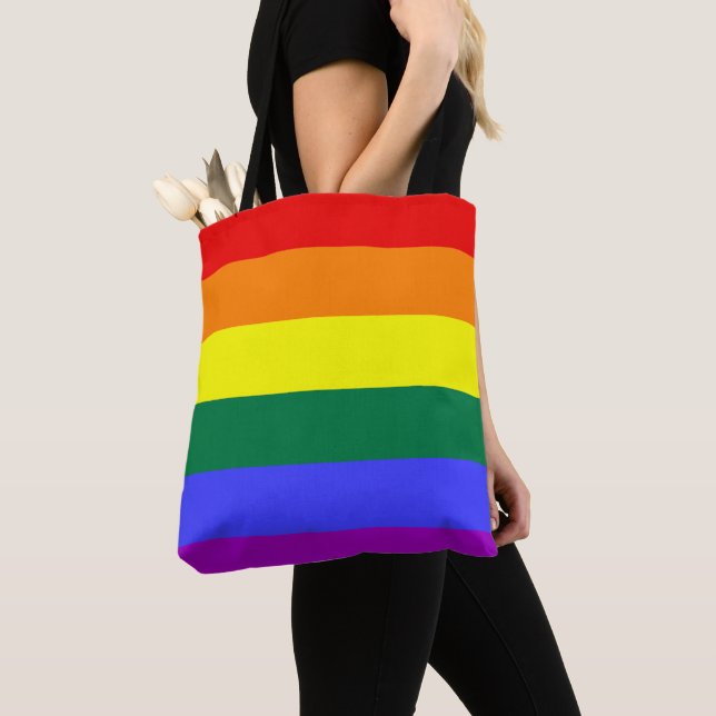 LGBT Gay Pride Rainbow Tote Bag (Close Up)