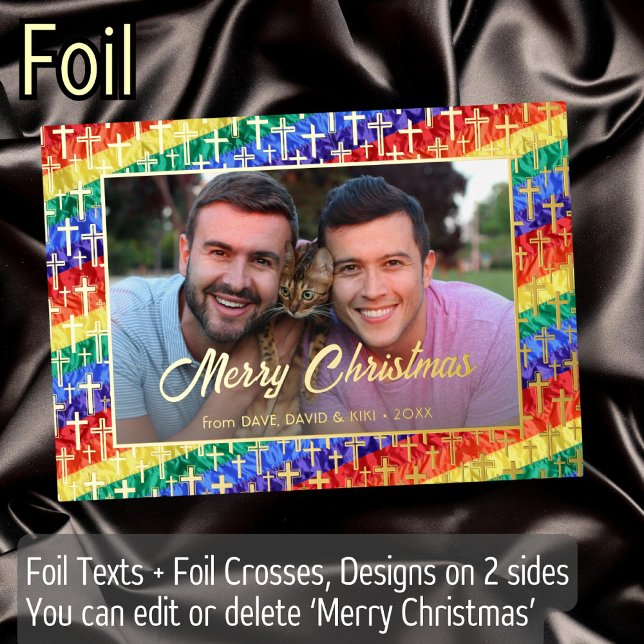 LGBT Gay rainbow flag cross Christmas custom photo (Creator Uploaded)