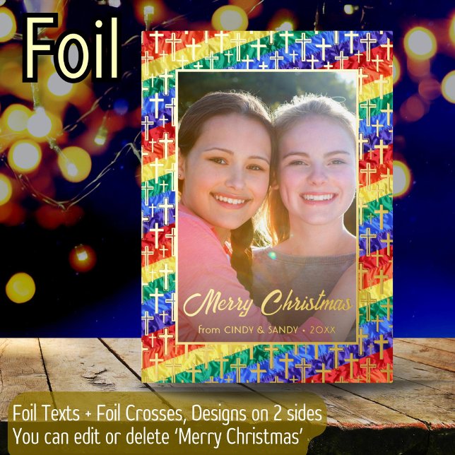 LGBT Gay rainbow flag cross custom phot Christmas (Creator Uploaded)