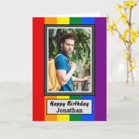 LGBT Gay Rainbow Flag with Photo & Name Birthday