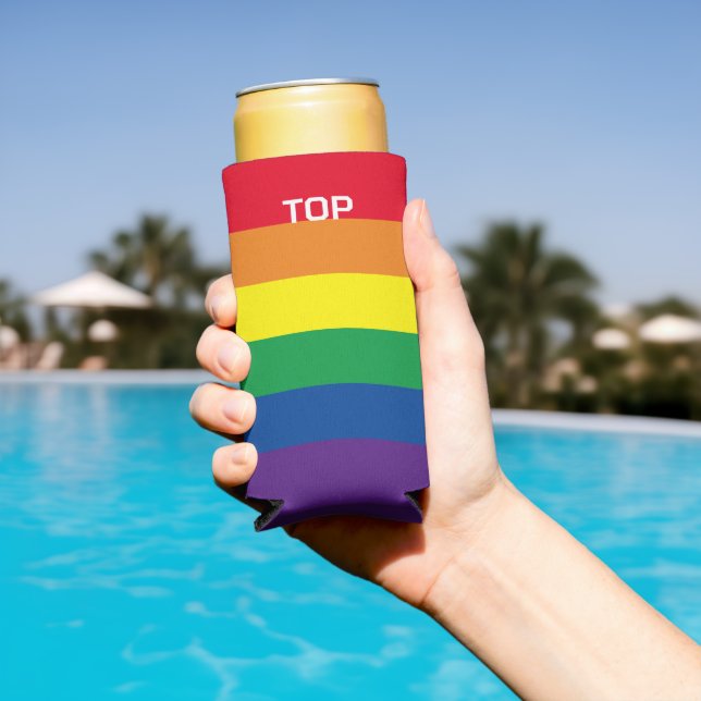 LGBT Gay Rainbow Pride Flag Personalised Seltzer Can Cooler (In Situ Pool)
