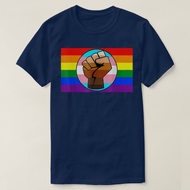 LGBT Gay Trans Pride BLM Fist Flag  T-Shirt (Design Front)