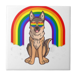 LGBT German Shepherd Dog Gay Pride Rainbow LGBTQ Tile