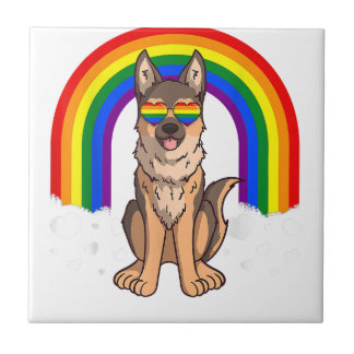 LGBT German Shepherd Dog Gay Pride Rainbow LGBTQ Tile
