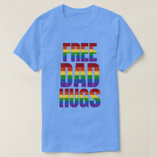 LGBT Glitter Pride Flag Free Dad Hugs T-Shirt