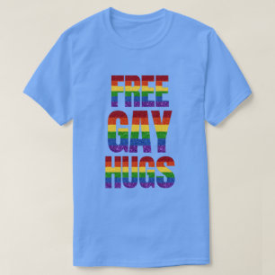 LGBT Glitter Pride Flag Free Gay Hugs T-Shirt